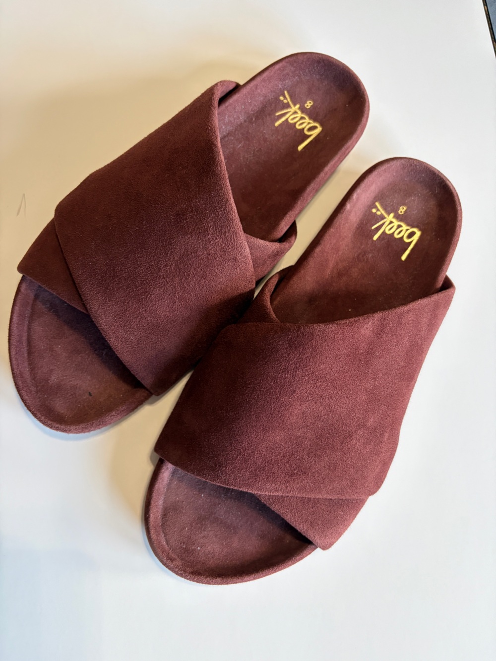 Beek- Kea Suede Slide Sandal Dark Brown Suede size 8